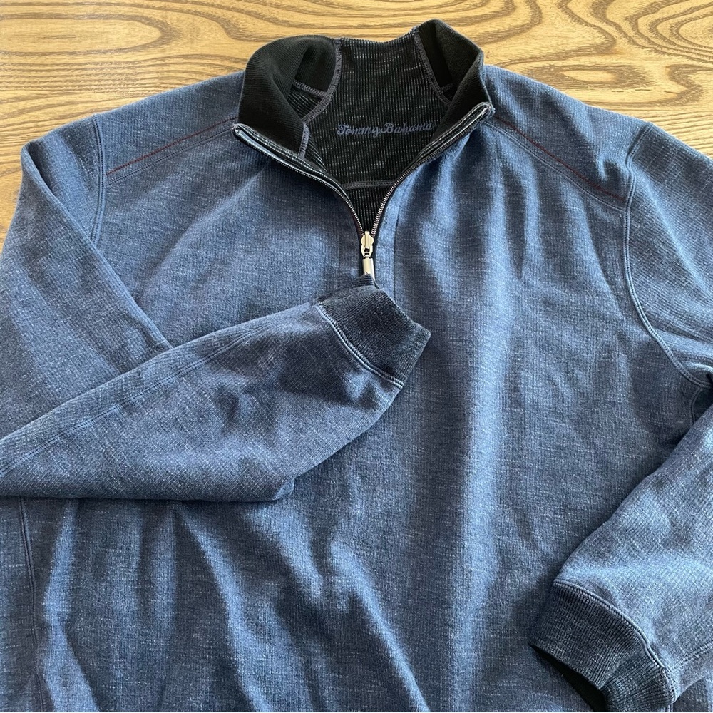 Tommy Bahama Reversible Blue‎ - Black/Blue 1/4 Zip Sweater